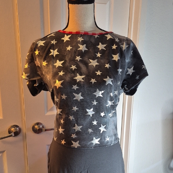 Starry Black and Silver Women's Open Back Sz XL Top - Picture 1 of 7